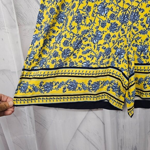 NWOT J. Jill Yellow Blue Floral Boho Tassel Pullon Elastic Waist Comfy Shorts L - Picture 4 of 10